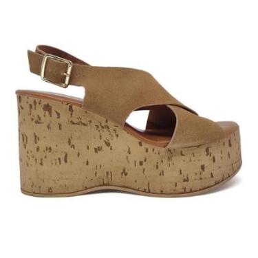 Imagem de Sandália Anabela Plataforma Bottero Camurça Tira Cruzada-Feminino