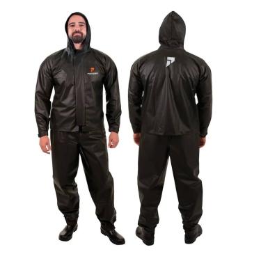 Imagem de Capa de Chuva Motociclista PVC Preto Com Capuz Moto Pioneira