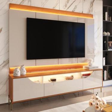 Imagem de Rack Painel Imperiale para TV até 75 com LED Portas em MDF Usinado Pés