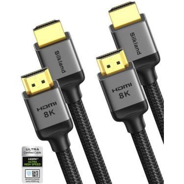 Imagem de Cabo HDMI Silkland 10K 8K HDMI 2.1 3,3 pés, pacote com 2 unidades de u