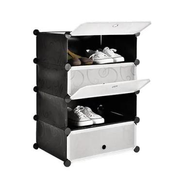 Imagem de Guarda roupa modular 4 prateleiras sapateira organizador portatil brin