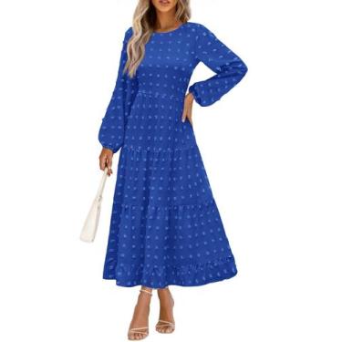 Imagem de Vestido maxi feminino PRETTYGARDEN elegante, azul suíço, XXL