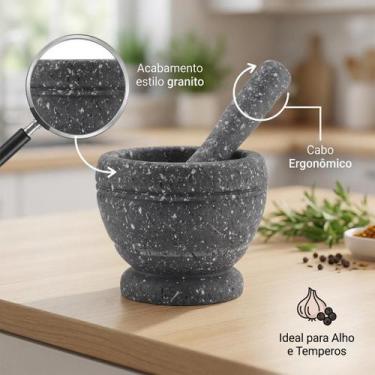 Imagem de Socador Alho Amassador Temperos Plástico Moedor Pimenta Cabo Ergonômic