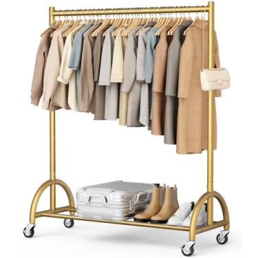 Imagem de Arara para Roupas MISSLO Reforçada 109x38x168 cm Dourada