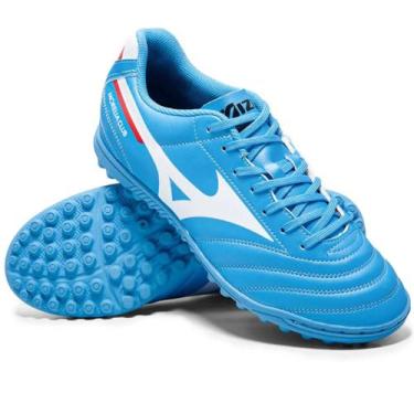 Imagem de Chuteira Society Mizuno Morelia Club Unissex - Azul Claro e Branco, 41