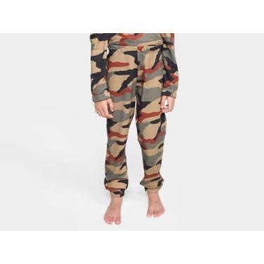Imagem de Calça Moletom Infantil Vista Magalu Estampada, Verde e Bege, 4