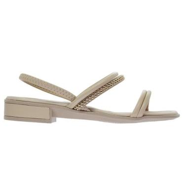 Imagem de Sandália Salto Baixo Feminina Piccadilly 590068-2 Offwhite, 37, Areia