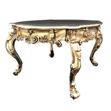 Imagem de Mesa Redonda Retrô Luiz Xv Folha Ouro Entalhes A Mão Luxo - luxdecorca