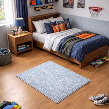 Imagem de Tapete Milano Soft Azul Bebê Infantil Menino Antiderrapante Tamanho:1,00x1,50 Retangular