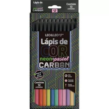 Imagem de Lapis De Cor Com 12 Cores Carbon Neon E Pastel Redondo - Leonora