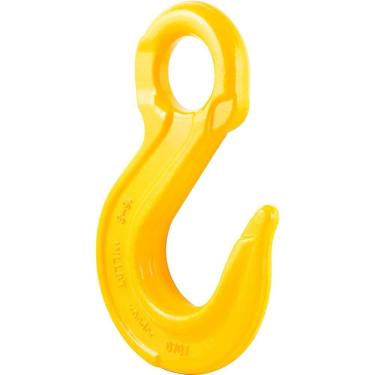 Imagem de Gancho Olhal sem Trava Aço Liga Grau 8,00tf 254,50mm 16mm para Içamento de Cargas Amarelo Vonder