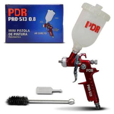 Imagem de Pistola De Pintura Ar Direto Bico 0,8mm Reservatório 250ml PDR PRO-513
