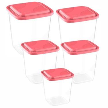 Imagem de Kit Pote Porta Mantimentos Com 5 Peças  - Arroz Feijão Bolacha Farinha