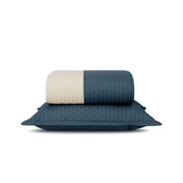 Imagem de Cobreleito Casal Poliester Comfy Azul/Bege Lavive