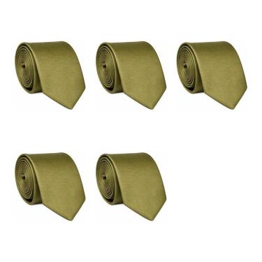 Imagem de Kit 5 Gravatas Lisas Social Tons de Verde Masculina Slim Padrinho Casamento Noivo Trabalho Congresso
