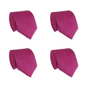 Imagem de Kit 4 Gravatas Social Tons de Rosa Masculina Slim Lisa Padrinho Casamento Noivo Trabalho Congresso