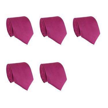 Imagem de Kit 5 Gravatas Lisas Social Tons de Rosa Masculina Slim Padrinho Casamento Noivo Trabalho Congresso