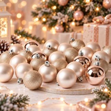 Imagem de Mini Bolinhas de Natal 2,5cm - Cor Champanhe 12 Bolinhas - ZEIN