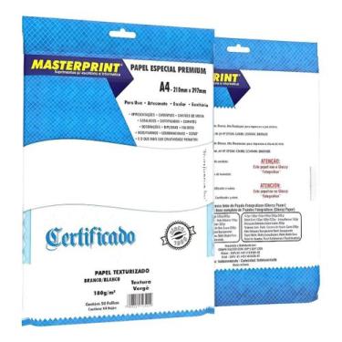 Imagem de Papel Vergê Texturizado Branco 180g A4 50fls Masterprint Bra - Sem mar