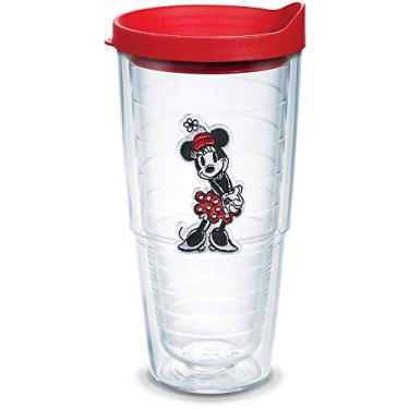 Imagem de Tervis 1346599 Disney - Copo isolado original Minnie com emblema e tampa vermelha, 680 g, transparente