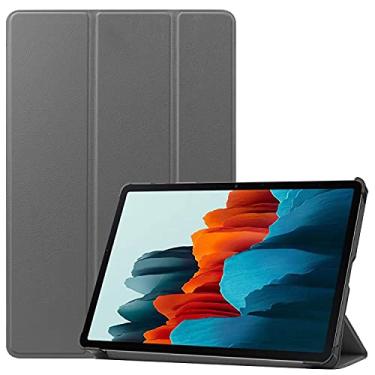 Imagem de Capa do caso da tabuleta. Para Samsung Galaxy Tab S7 11 polegadas 2020 T870 / 875 Tablet Case Lightweight Trifold Stand PC Difícil Coverwith Trifold & Auto Wakesleep (Color : Grey)