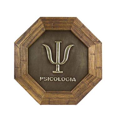 Imagem de Quadro Oitavado Profissão Psicologia Moldura Madeira Escura - 18 cm