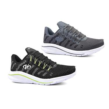 Imagem de Kit 2 Pares Tênis De Academia Runway Training Masculino Tamanho:40;Cor:Preto Verde e Grafite