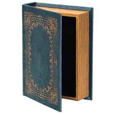 Imagem de Caixa de armazenamento decorativa em forma de livro vintage - azul