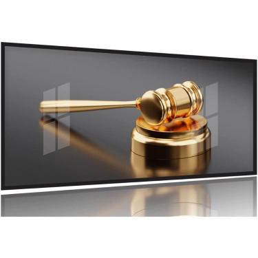 Imagem de Quadro Decorativo Mosaico Justiça Direito Martelo Gold 130x60 Moldura Preta 2x2