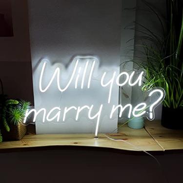 Imagem de CiCiYours Placas de neon Você vai se casar comigo para decoração de casamento, luzes de neon para quarto, festa de casamento, bar, placa de LED neon com interruptor de dimmer para presente artístico (roxo, 54,9 x 31 cm)