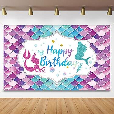 Imagem de Decorações de festa de aniversário de sereia embaixo do mar, festa de aniversário para meninas, princesa, grande, estilo sereia, cenário de aniversário, para decoração de festa de carro e ambientes internos e externos