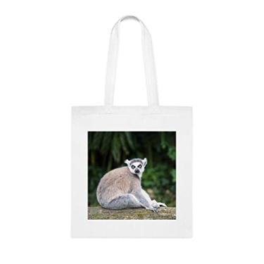 Imagem de Sacola de lêmure na floresta, presente divertido, bolsa de ombro, bolsas reutilizáveis, cesta de Natal de aniversário, ideia de presente, Branco