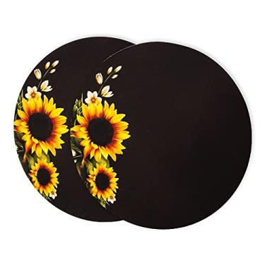 Imagem de Kit Mesa Posta Sousplat 4 Lugares 12 Pçs Micropercal 200 Fios Girassol Amarelo (Capa+Guardanapo+Abraçadeira)