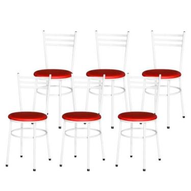 Imagem de Jogo 6 Cadeiras Para Cozinha Epoxi Branca - Lamar Design