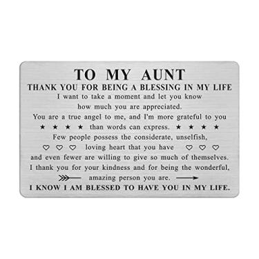 Imagem de Cartão Thank You Aunt (Thank You Aun), presente de agradecimento de tia, cartão gravado de aço inoxidável para tia aniversário e Natal