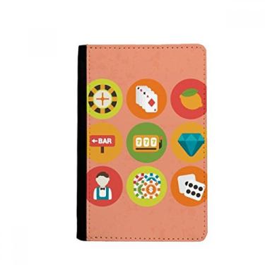 Imagem de Porta-passaporte com ilustração de elementos de desenho animado de cassino Notecase Burse capa carteira porta-cartão, Multicolor