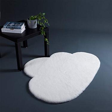 Imagem de Tapetes de área falsos fofos, pilha curta antiderrapante e lavável tapete macio cor sólida para sala de estar quarto estudo banheiro varanda tapete de cabeceira, branco, 90 * 120 cm