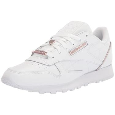 Imagem de Reebok Tênis feminino de couro clássico, Branco/Quartzo metálico, 10.5