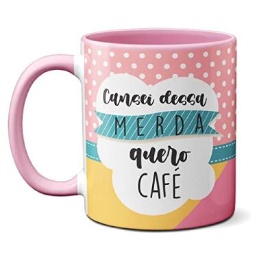 Imagem de Caneca Divertida Lhama Fofa Cansei Dessa Merda Quero Café (Rosa)