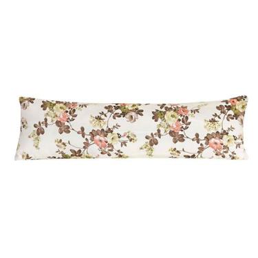 Imagem de Capa De Travesseiro De Corpo Estampada Floral Marrom 1,40M X 45cm Com