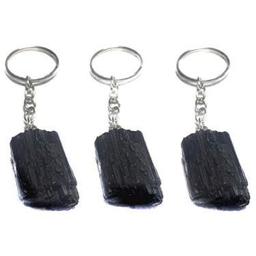 Imagem de Kit de 3 Chaveiros de Turmalina Negra Bruta Natural