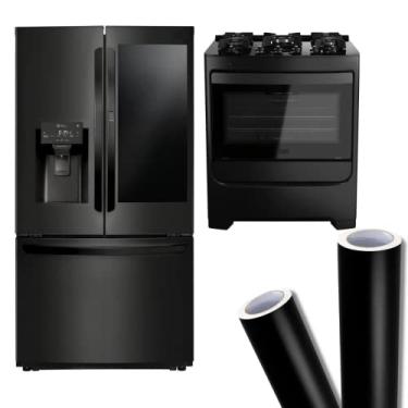 Imagem de Adesivo Vinilico Preto Decorativo Envelopamento Moveis Geladeira Fogão Armario 3m x 50cm