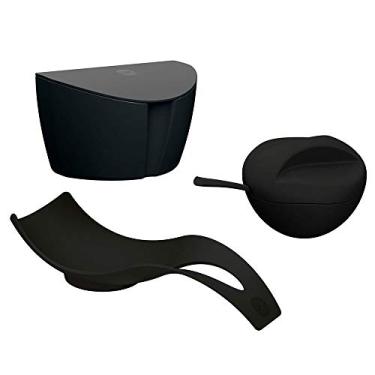 Imagem de Conjunto Açucareiro Saleiro com Tampa e Apoio Colher Preto