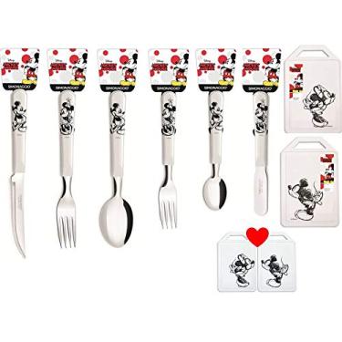 Imagem de Conjunto de Talheres e Tábuas para Corte Simonaggio Disney - Minnie e Mickey - 38 Pçs