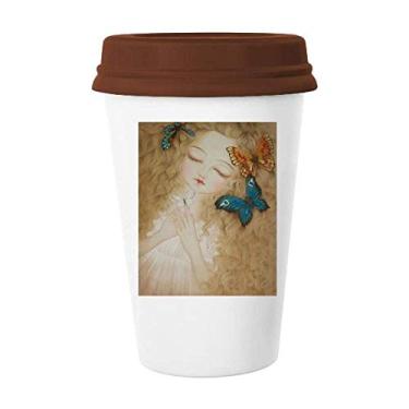 Imagem de Vestido Borboleta Pretty Girl Caneca de Pintura Chinesa Copo de Cerâmica Copo de Café