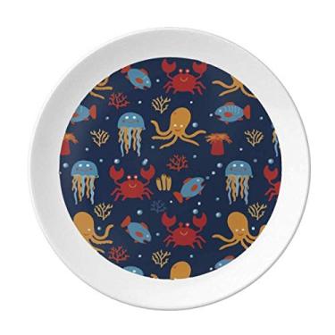 Imagem de Prato de água-viva e caranguejo de porcelana decorativa Salver talheres de jantar