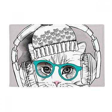 Imagem de DIYthinker Fone de ouvido chapéu de lã branco proteção animal tapete antiderrapante tapete para porta de banheiro