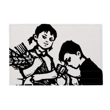 Imagem de DIYthinker Tapete antiderrapante para porta de banheiro com microscópio de trigo para meninos e meninas