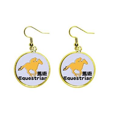 Imagem de Brinco feminino com pingente dourado com probabilidade de votação para equitação