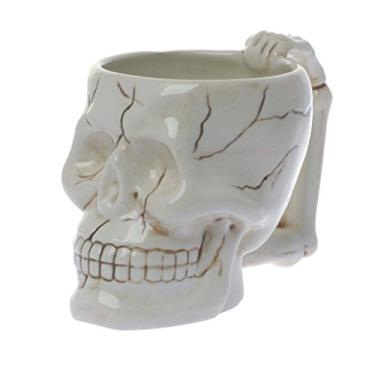 Imagem de Caneca de café de caveira humana novidade - copo de cabeça óssea diabólica cerâmica 473 ml Pacific Trading